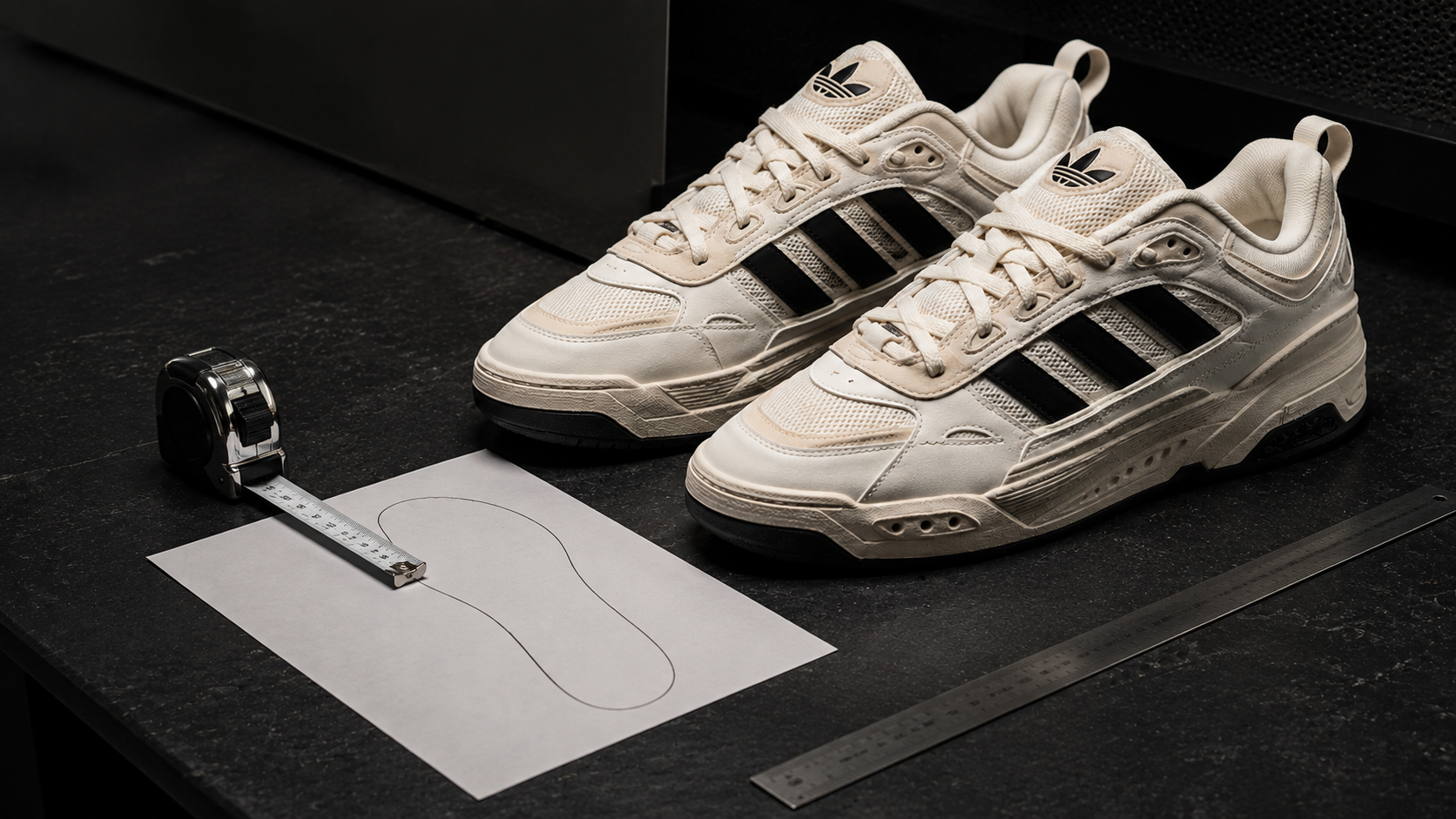 Измерение стопы перед выбором размера Adidas Adi 2000