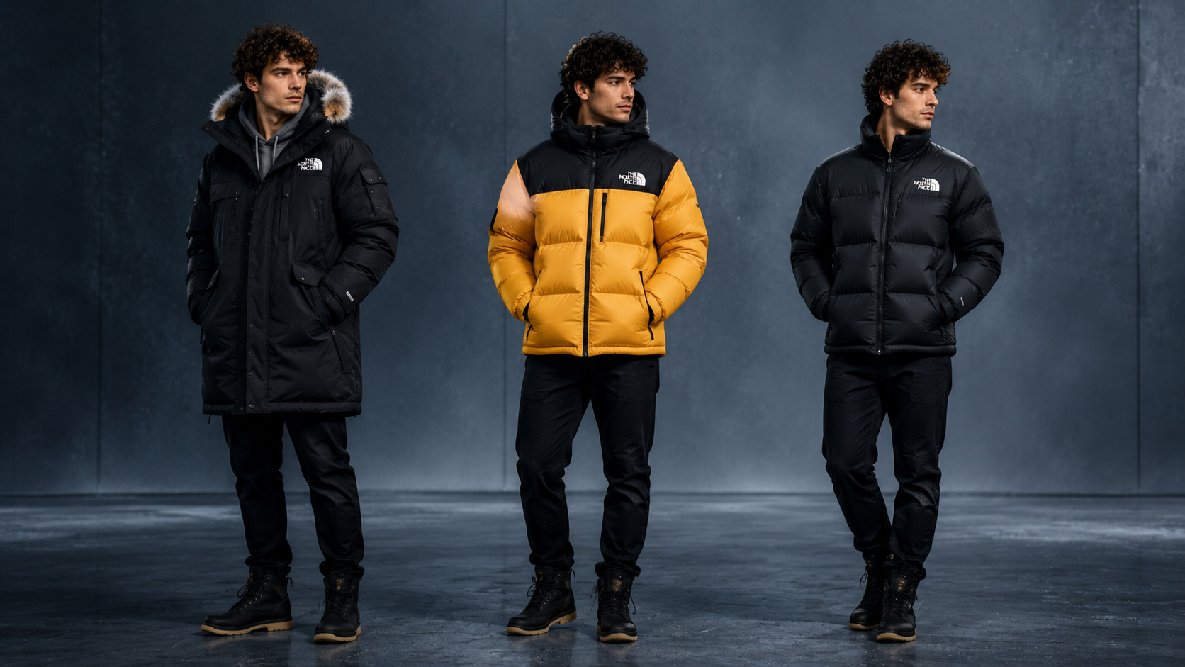 Сравнение зимних силуэтов The North Face: длинная парка и короткие утеплённые куртки