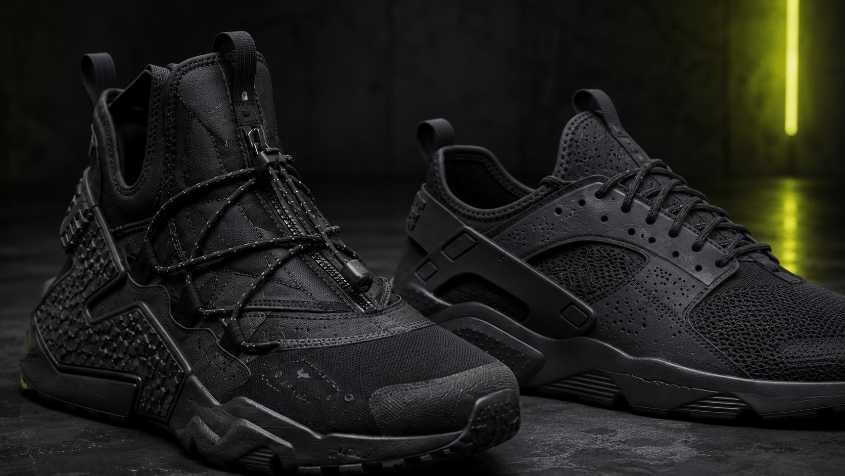 Nike Air Huarache Gripp и Ultra рядом &mdash; различия силуэта и конструкции