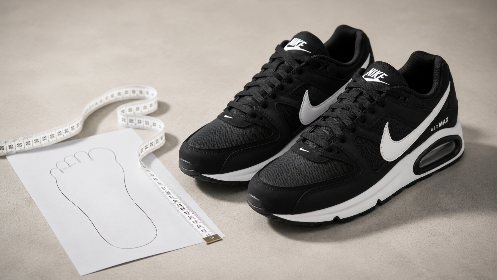 Измерение стопы перед выбором размера Nike Air Max Command