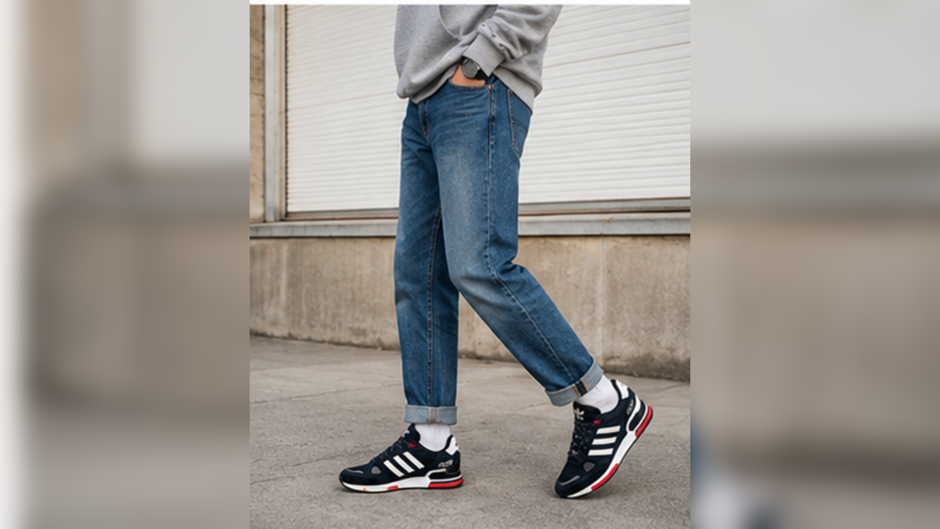 Adidas ZX 750 с широкими джинсами