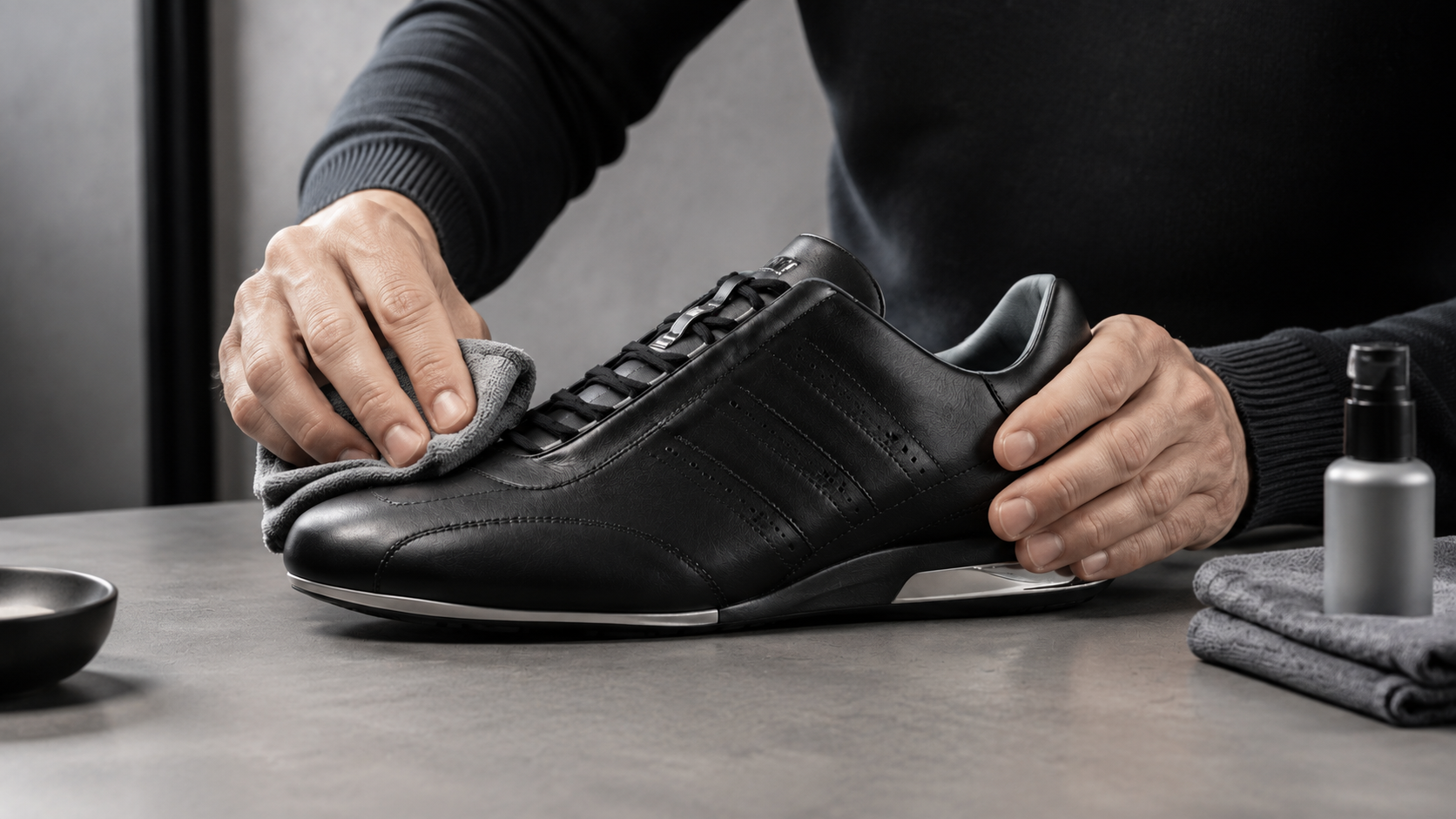 Бережная очистка кожаного верха adidas Porsche Design S3