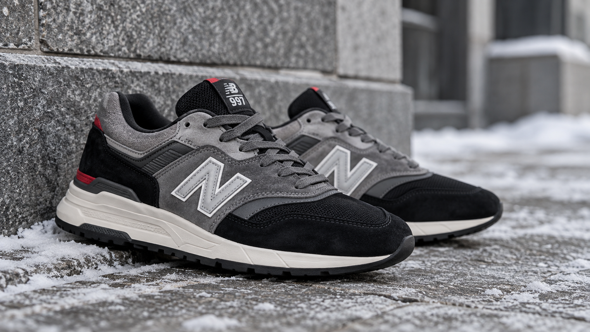 New Balance 997 High арт. 39382 в зимней городской сцене