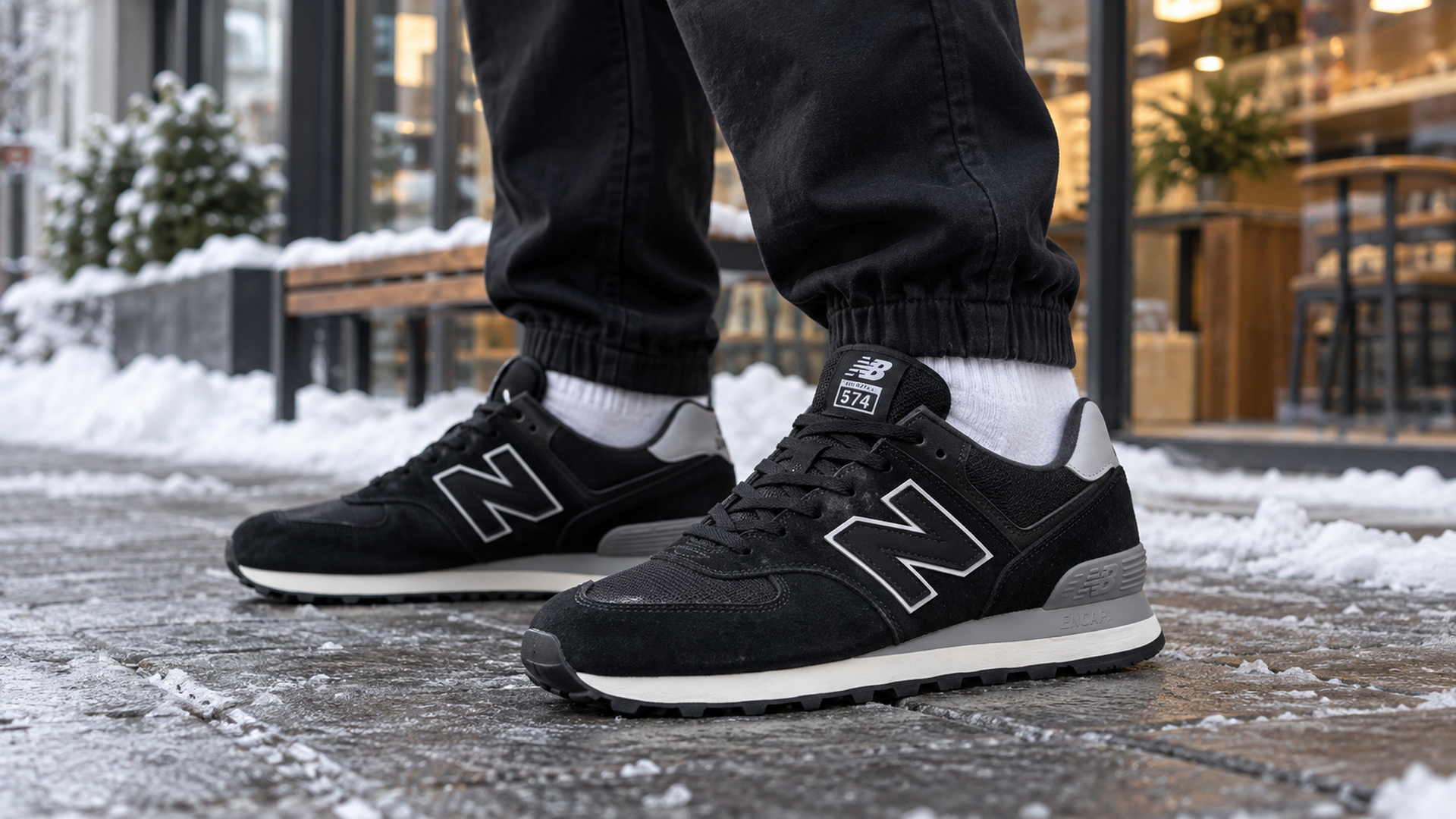 New Balance 574 Mid арт. 45800 в повседневной зимней городской сцене