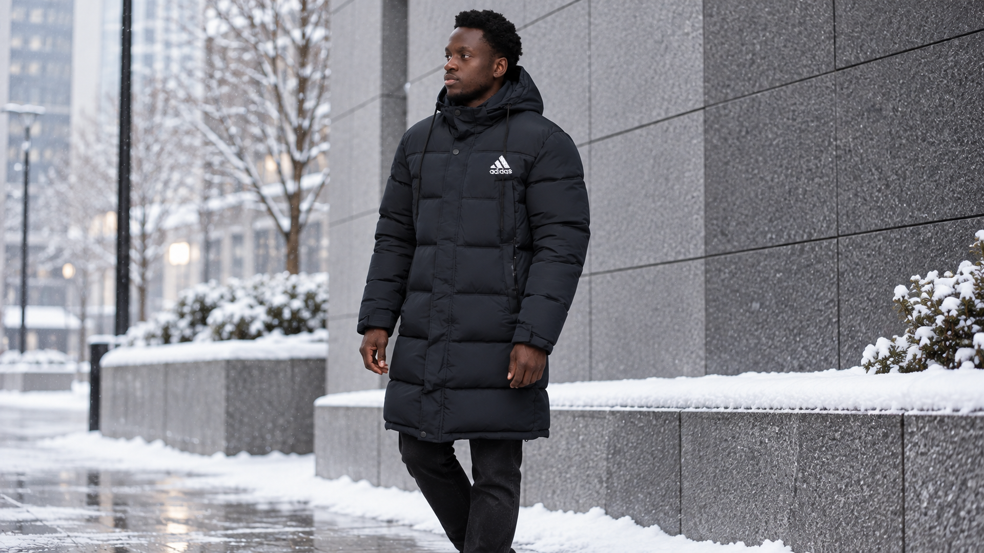 Зимняя куртка adidas арт. 38173: силуэт, капюшон и посадка