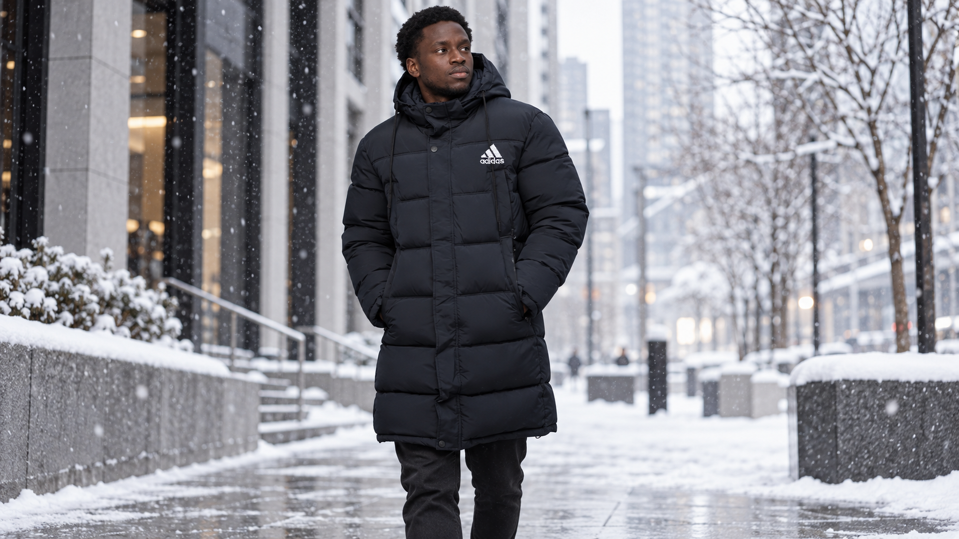Мужская зимняя куртка adidas арт. 38173 в городском зимнем образе