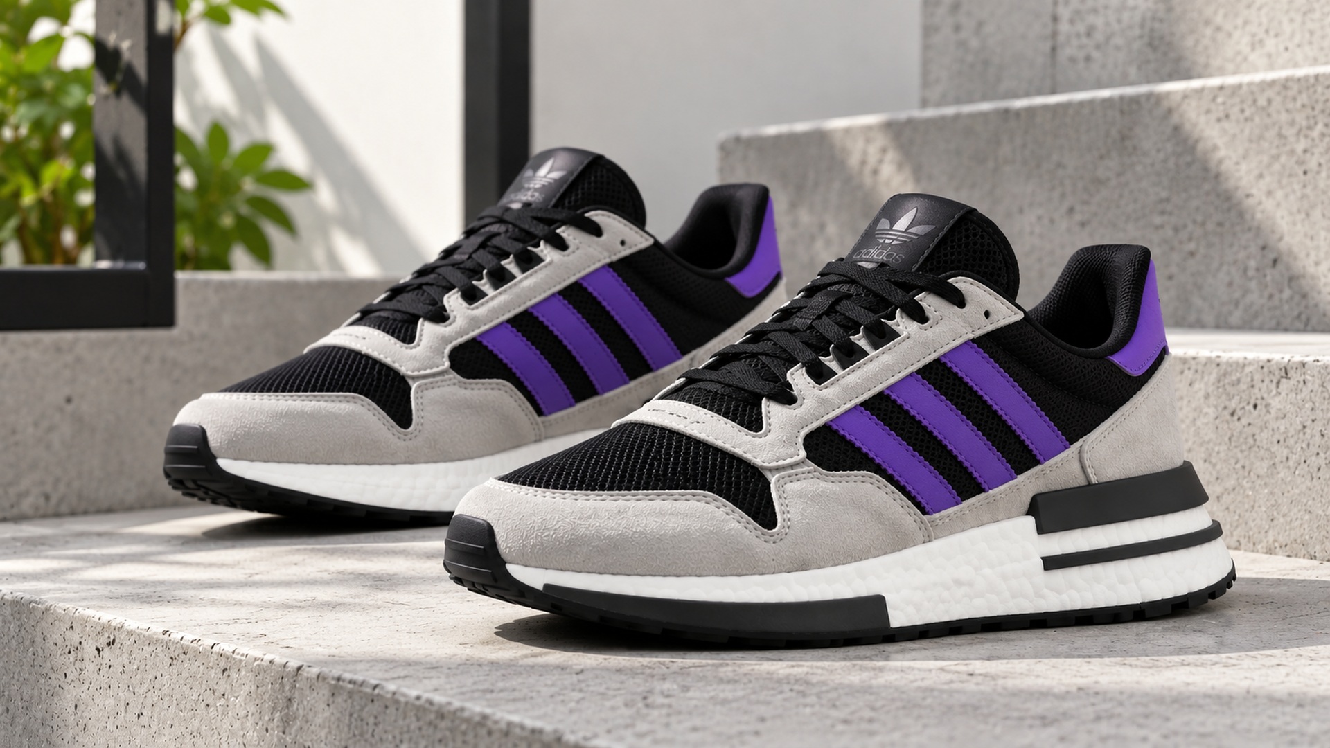 adidas ZX 500 RM арт. 24550 в чёрно-серо-фиолетовой расцветке
