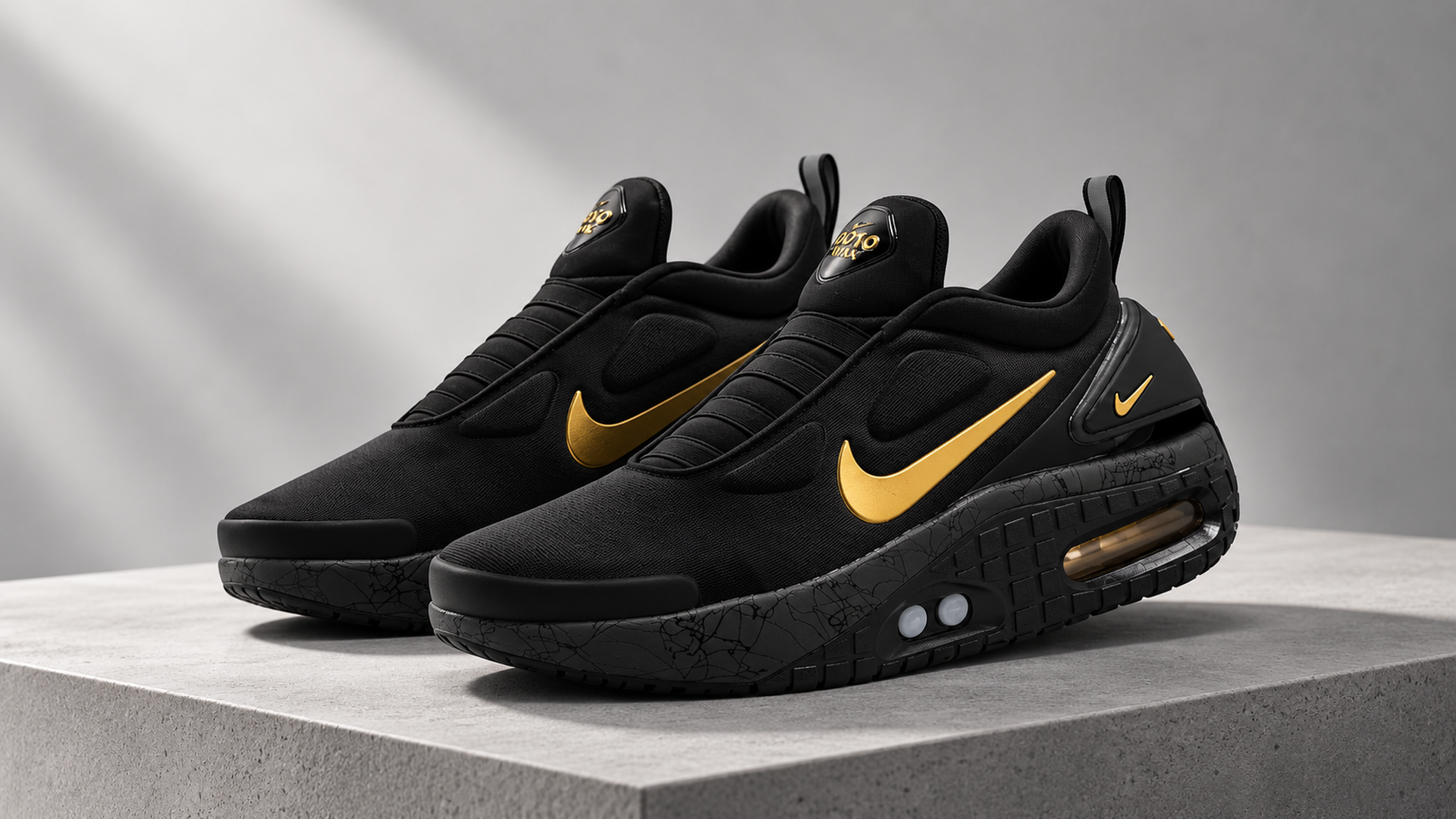 Черно-золотые Nike Adapt Auto Max арт. 29989 — общий вид пары